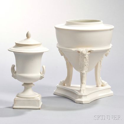 Two Wedgwood White Jasper Vases