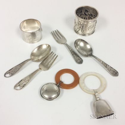 Group of Sterling Silver Baby Items