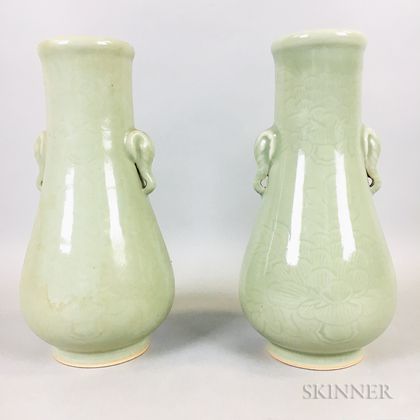 Pair of Celadon-glazed Vases