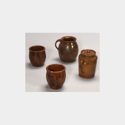 Four Pieces of Redware Pottery