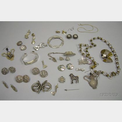 Small Group of Assorted Mostly Sterling Silver Jewelry. 