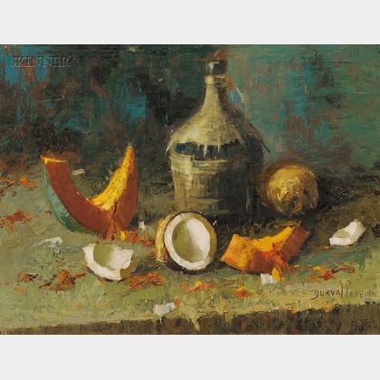 Durval Pereira (Brazilian, 20th Century) Still Life with Jug and Tropical Fruit