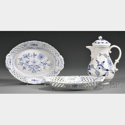 Large Group of Meissen Porcelain Blue Onion Tableware