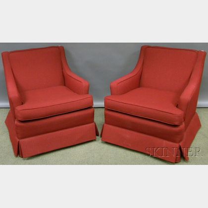 Pair of Mid-century Modern Upholstered Armchairs. 
