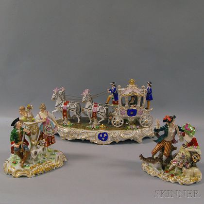 Three Dresden Porcelain Figural Groups