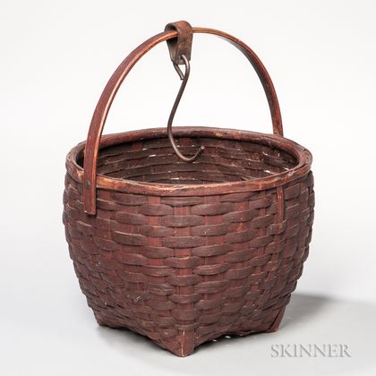 Red-painted Swing-handled Splint Basket
