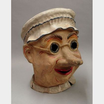Early 20th Century German Painted Papier-mache Theatre Head