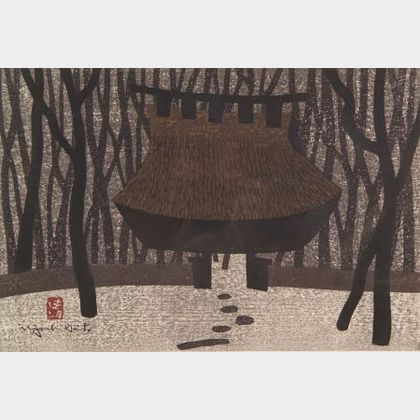 Saito Kiyoshi: Wooded Entrance to a Shrine