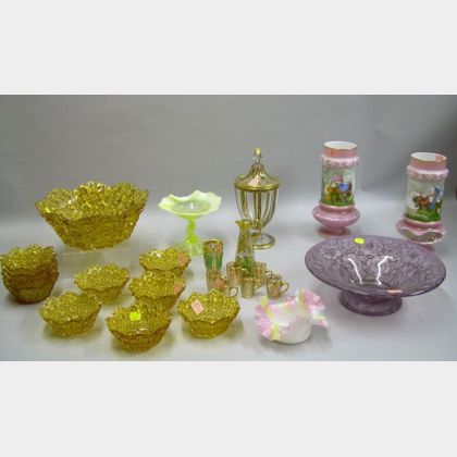 Group of Assorted 19th and 20th Century Art Glass Table Items