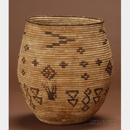 Southwest Polychrome Coiled Basketry Olla