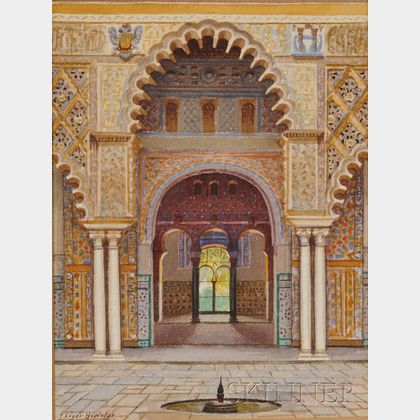 F. Liger Hidalgo (Spanish, 1880-1945) Moorish Arch, probably The Alcazar Palace, Seville
