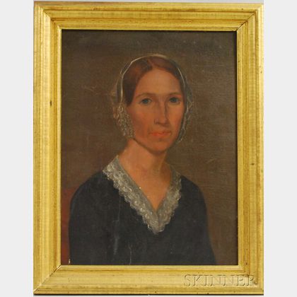 19th Century American School Oil on Canvas Portrait of Samantha Mary Parker