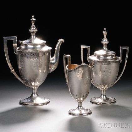 Three-piece Caldwell & Co. Sterling Silver Tea Service