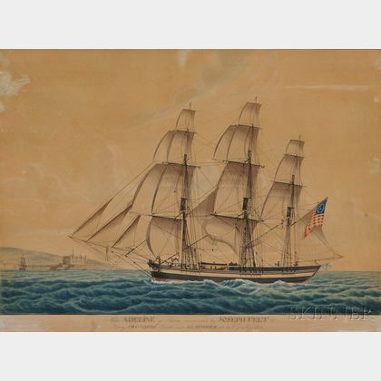 Jacob Petersen (Danish, 1774-1854) Ship ADELINE of Salem, commanded by JOSEPH FELT 3rd, Passing CRONBERG Castle near Elsinore the 20th 