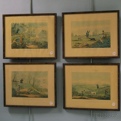 Set of Four Framed Hand-colored Sporting Prints