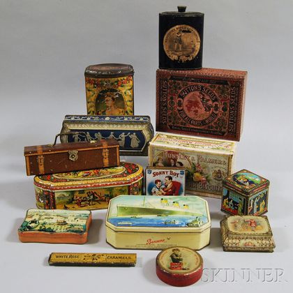 Fourteen Mostly Advertising Tins