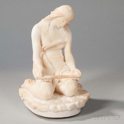 Continental School, 19th Century Marble Figure of a Kneeling Woman