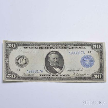 1914 $50 Federal Reserve Note. Estimate $200-300