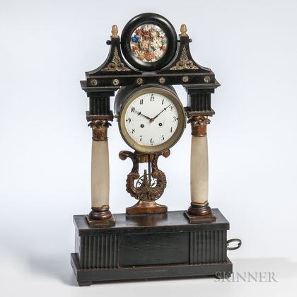 Continental Marble and Faux Slate Mantel Clock