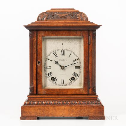 Lenzkirck Burl Walnut Dual-chime Quarter-hour Bracket Clock
