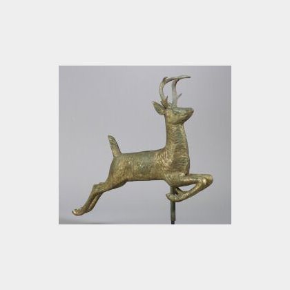 Molded Copper Leaping Stag Weather Vane, America, 19th century