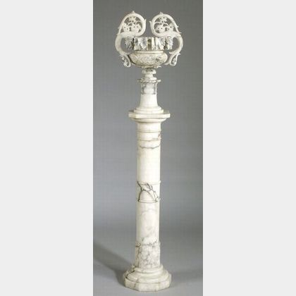 Italian Alabaster Classical Vase on Pedestal