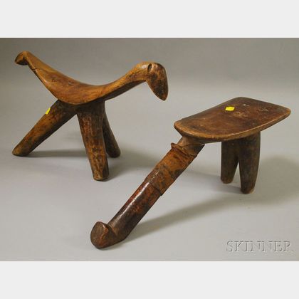 Two Carved Wooden Carved African Items
