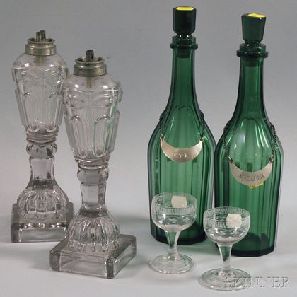 Six Glass Vessels and Lighting Devices