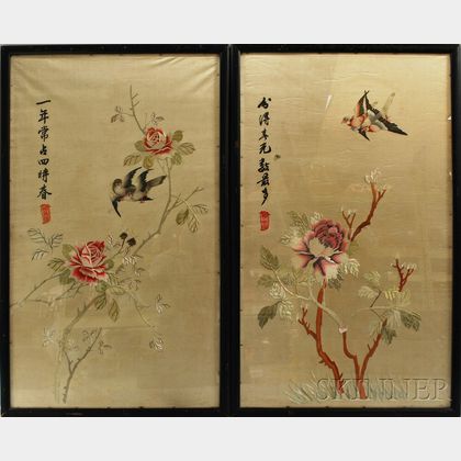 Pair of Silk Embroideries