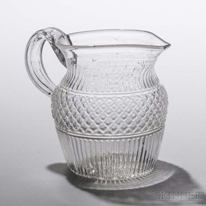 Blown-molded Diamond and Reeded Pitcher