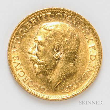 1913-S British Gold Sovereign, KM29.