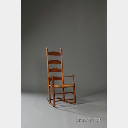 Shaker Tiger Maple and Cherry Armed Rocking Chair