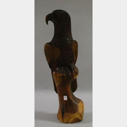 Carved Cedar Bald Eagle Figure