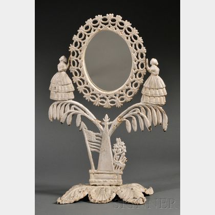 White-painted Cast Iron Jenny Lind Dressing Mirror