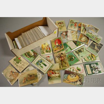 Approximately 250 Early 20th Century Easter and Twenty St. Patricks Day Postcards. 