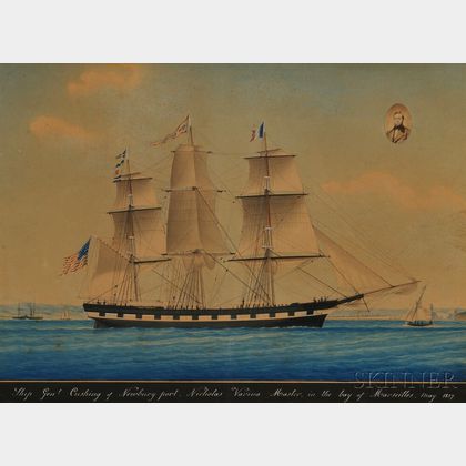 Attributed to Honore Pellegrin (France/United Kingdom/United States, 1793-1869) Ship Genl Cushing of Newburyport Nicholas Varina Maste 