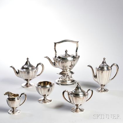 Assembled Six-piece American Sterling Silver Tea and Coffee Service