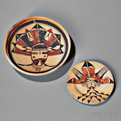Two Hopi Polychrome Kachina Face Plates