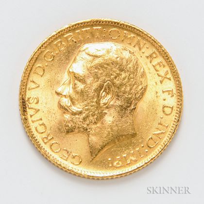 1912 British Gold Sovereign, KM820.