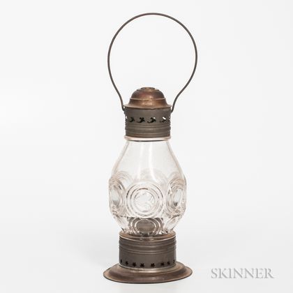 Pierced Tin and Glass Lantern