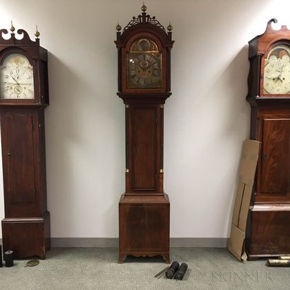 George III Brass-inlaid Mahogany Tall Case Clock