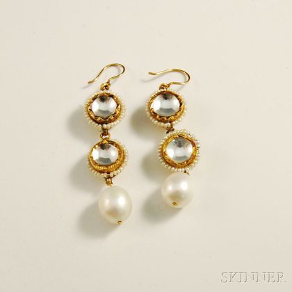 14kt Gold and Pearl Earpendants