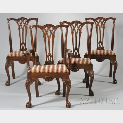 Set of Ten Chippendale-style Carved Mahogany Dining Chairs