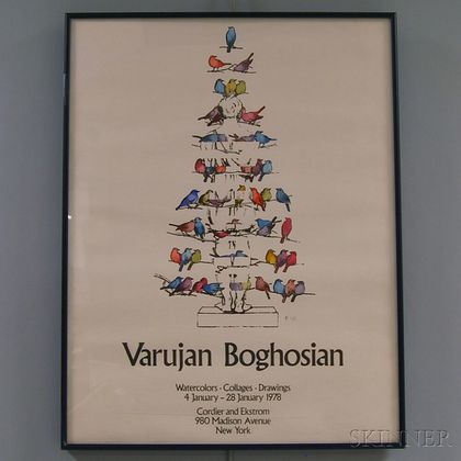 After Varujan Boghosian (American, b. 1926) Watercolors-Collages-Drawings Exhibition Poster