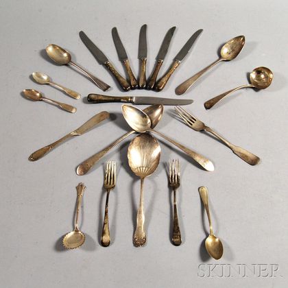 Twenty Pieces of Sterling and Coin Silver Flatware