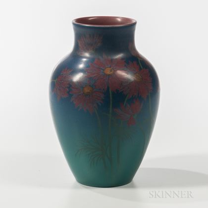 Harriet E. Wilcox for Rookwood Pottery Matte Vase with Flowers
