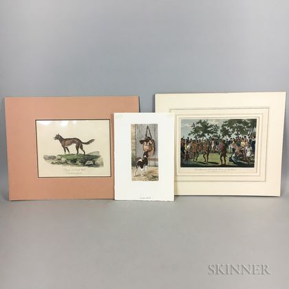 Three Small Unframed Hand-colored Engravings