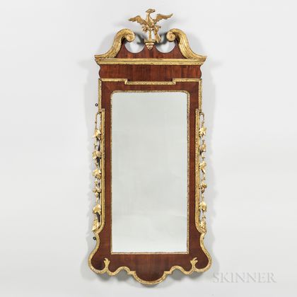 Georgian-style Mahogany-veneered and Carved Mirror