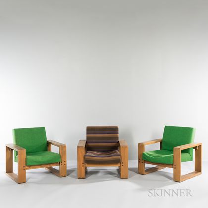 Three Hans Krieks Sled-base Lounge Chairs
