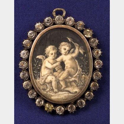 Antique Silver and Paste Pendant, France